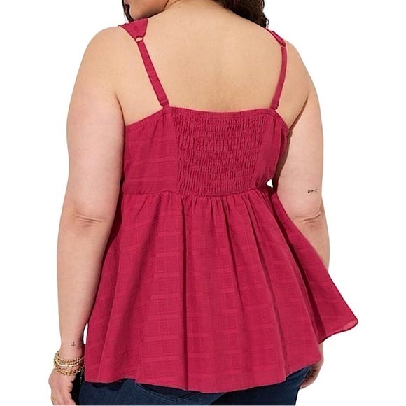 TORRID 100%‎ Cotton Babydoll Windowpane Button Front Tank NWT - Picture 3 of 7